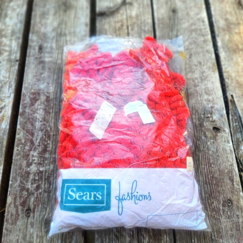 Sears Womens Vintage Red Long Sleeve Shirt Size 15/16